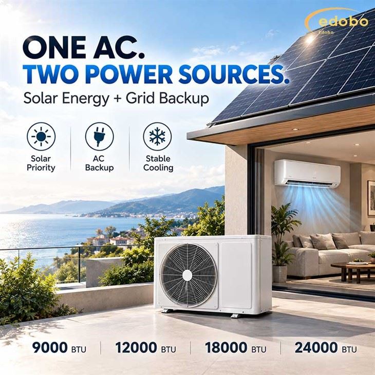 AC Backup Solar Priority 9000-24000 BTU Energy Saving Split Solar Air Conditioner