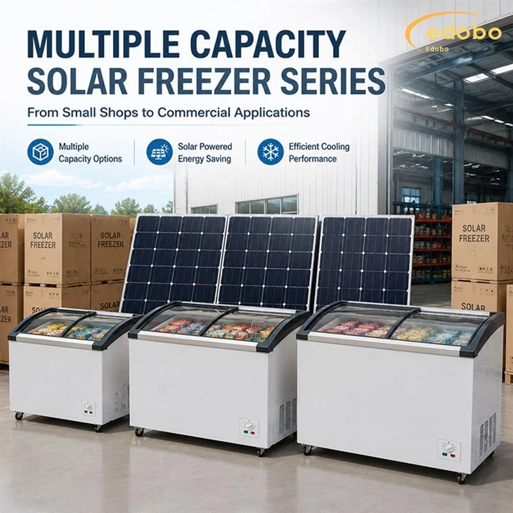 Commercial Solar Display Freezer With Glass Door Multiple Capacity Options