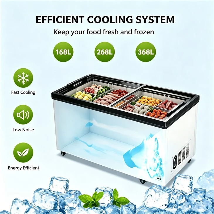 Solar-Powered Commercial Chest Freezer For With Tempered Glass Door For Off-Grid Shops Supermarket suppliers