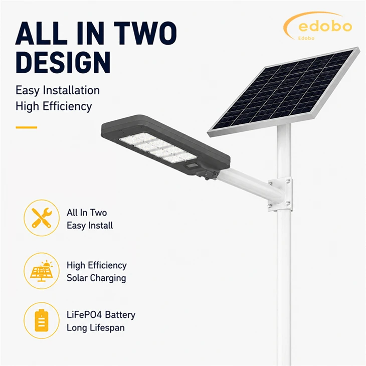 Commercial Solar Street Light High Efficiency Outdoor Road Lighting With Lithium Battery