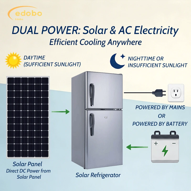 Edobo Solar Power Chest Freezer 12V 24V DC Commercial Deep Freezer Refrigerators With Battery suppliers