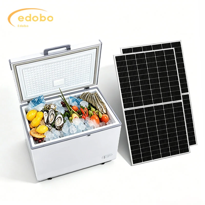 Edobo Solar Power Chest Freezer 12V 24V DC Commercial Deep Freezer Refrigerators With Battery