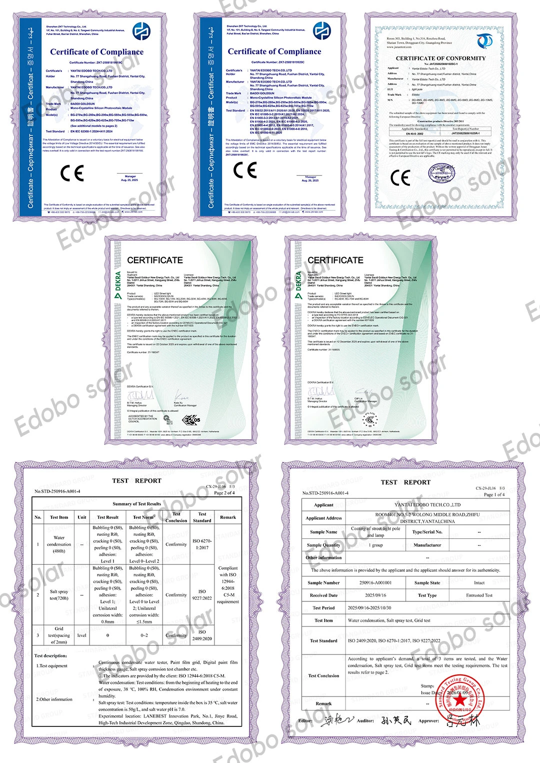 Edobo Solar Certification Certificate