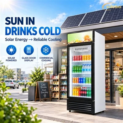 Commercial Upright Glass Door Refrigerator For Soda Water Juice Solar Beverage Cooler